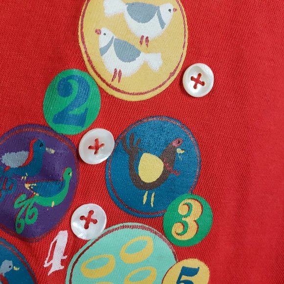 Collections Etc Women's Red Henley Christmas Tree Long Sleeve Shirt Top Blouse - Picture 5 of 11